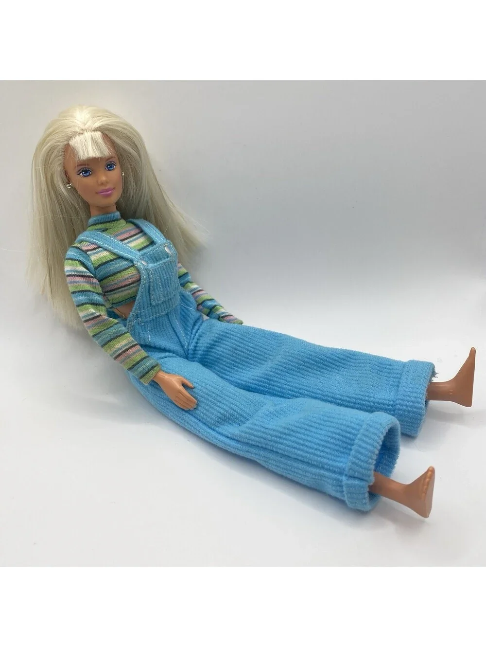 1997 Vintage Cool Blue Barbie Doll Overalls, Mattel #20122, Complete with Shoes